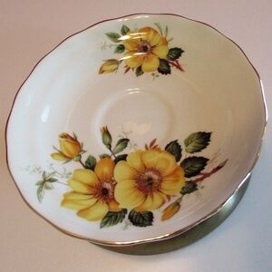 Old Royal Bone China Yellow wild Roses saucer